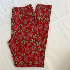 Lularoe holiday umbrella peppermint leggings